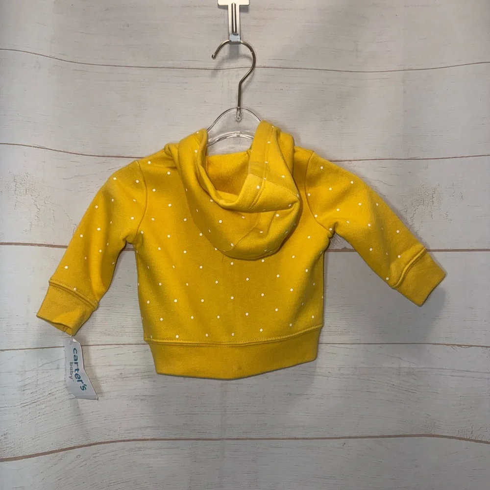 Carter's Yellow Hoodie with Bunny and Polka Dots Size 3 Months